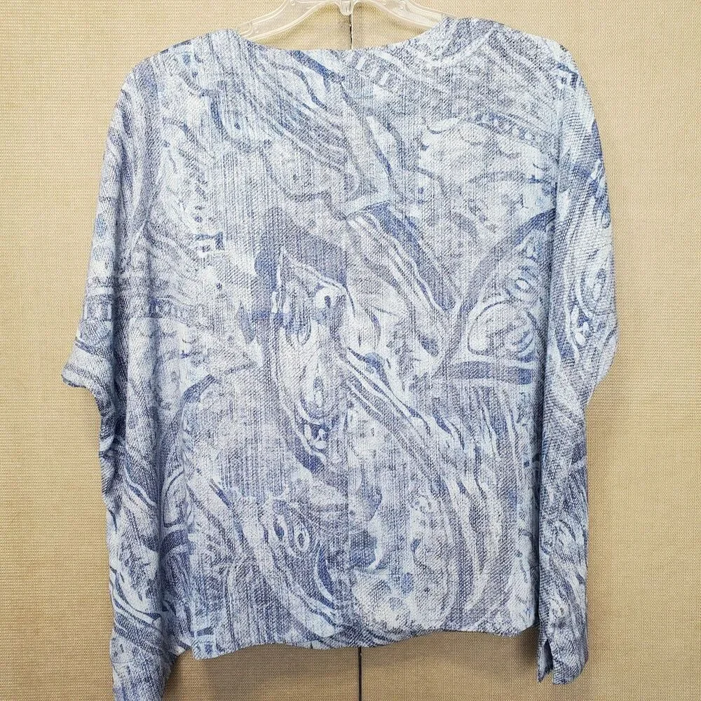 Chico's Printed Split Neck Dolman Sleeve Oversized Lightweight Blouse Size 3(XL) - Picture 4 of 6